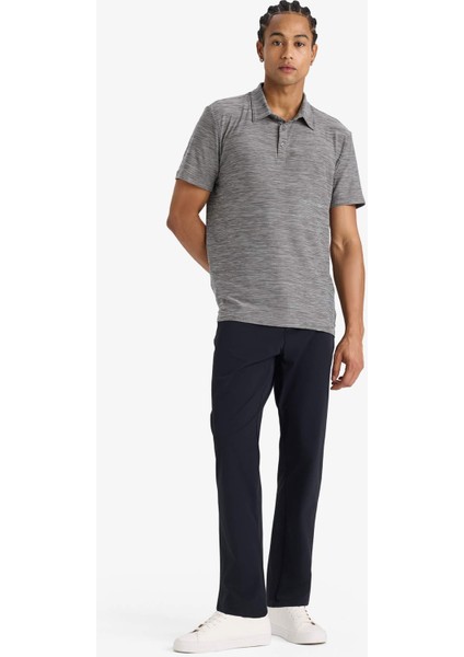 Esnek Kumaş Standart Fit Polo Yaka Sporcu Kısa Kollu Tişört D9241AX25SP