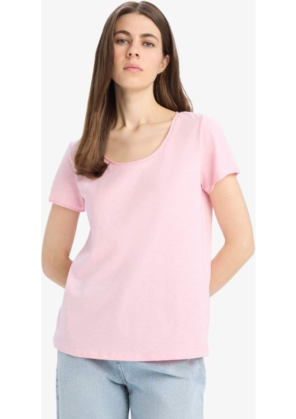 Regular Fit Yuvarlak Yaka Basic Düz Kısa Kollu Beyaz Tişört