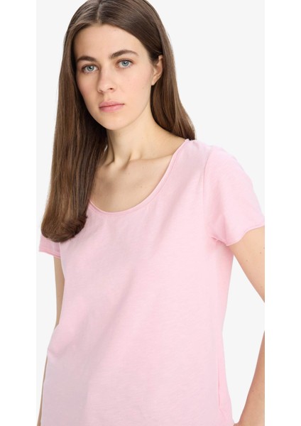 Regular Fit Yuvarlak Yaka Basic Düz Kısa Kollu Beyaz Tişört