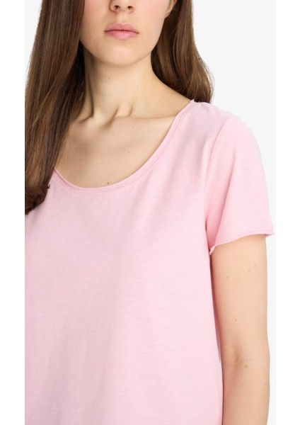 Regular Fit Yuvarlak Yaka Basic Düz Kısa Kollu Beyaz Tişört