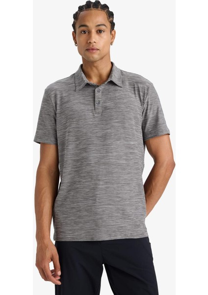 Esnek Kumaş Standart Fit Polo Yaka Sporcu Kısa Kollu Tişört D9241AX25SP