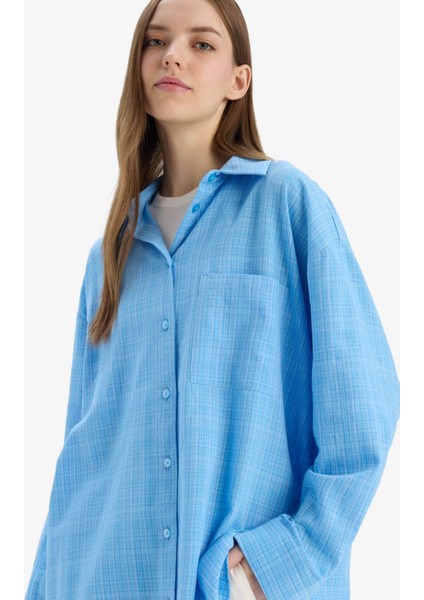 Oversize Geniş Kalıp Müslin Uzun Kollu Gömlek
