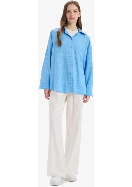 Oversize Geniş Kalıp Müslin Uzun Kollu Gömlek