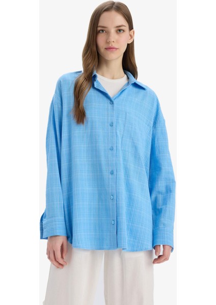 Oversize Geniş Kalıp Müslin Uzun Kollu Gömlek