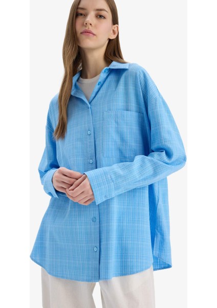 Oversize Geniş Kalıp Müslin Uzun Kollu Gömlek