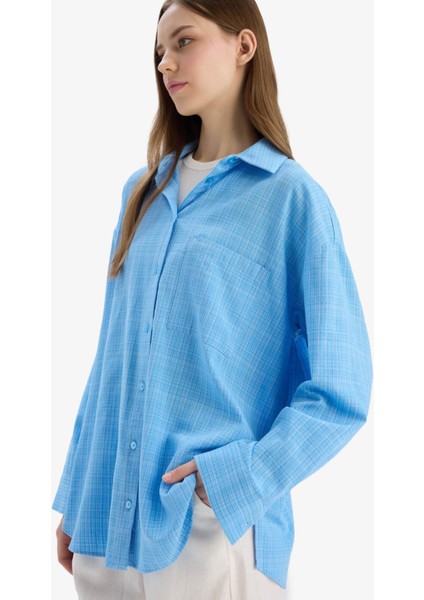 Oversize Geniş Kalıp Müslin Uzun Kollu Gömlek