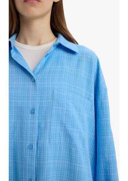 Oversize Geniş Kalıp Müslin Uzun Kollu Gömlek