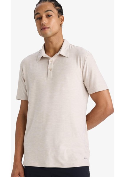 Esnek Kumaş Standart Fit Polo Yaka Sporcu Kısa Kollu Tişört D9241AX25SP