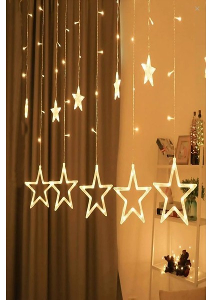 3 Metre Fişli 10’lu Yıldız LED Işık Zinciri – Dekoratif Sıcak Işık Aydınlatma, Ev, Salon, Balkon, Perde ve Parti Süslemeleri Için Yılbaşı ve Doğum Günü Dekor Işığı