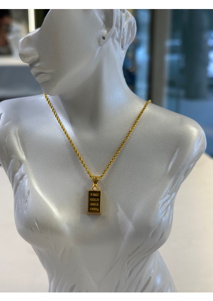 3.26 gr (Gram) Külçe Kolye Ucu Singapur Zincir KOMBINI14 Ayar Altın