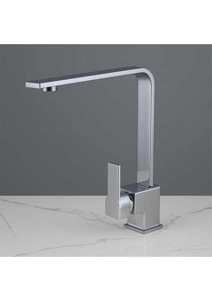 Mutfak Evye Bataryası Krom 360 Derece Döner Başlıklı Dayanıklı Su Tasarruflu Lavabo Musluğu