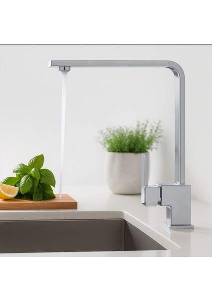 Mutfak Evye Bataryası Krom 360 Derece Döner Başlıklı Dayanıklı Su Tasarruflu Lavabo Musluğu fiyatları