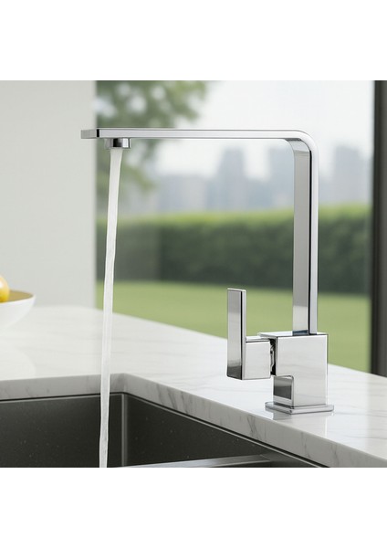 Mutfak Evye Bataryası Krom 360 Derece Döner Başlıklı Dayanıklı Su Tasarruflu Lavabo Musluğu modelleri