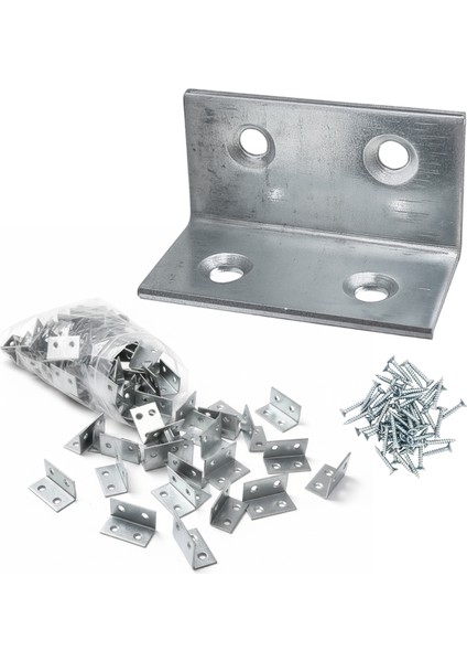 (50 Adet) Metal L Köşebent 40X20X20 mm Vida Setli Mobilya Dolap Raf Bağlantı Sabitleme Aparatı indirimleri