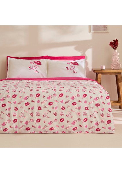 Luvio %100 Pamuk Çift Kişilik Nevresim Takımı Pembe
