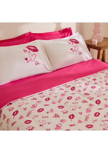 Luvio %100 Pamuk Çift Kişilik Nevresim Takımı Pembe fırsatları