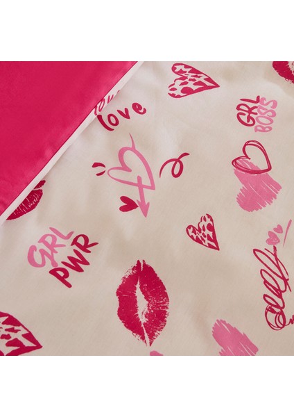 Luvio %100 Pamuk Çift Kişilik Nevresim Takımı Pembe