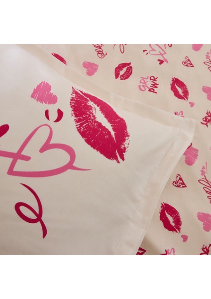 Luvio %100 Pamuk Çift Kişilik Nevresim Takımı Pembe