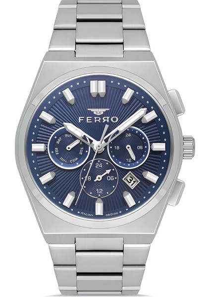 Ferro Gümüş Renk Çelik Kordon Erkek Kol Saati Fonksiyonlar Aktif 3 Atm Su Geçirmez FM43027A-A3