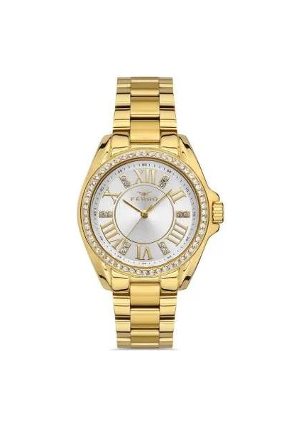 Ferro Altın Renk Çelik Kordonlu Kadın Kol Saati TH-F51336A-B