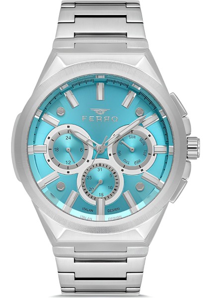 Ferro Gümüş Renk Çelik Kordon Erkek Kol Saati Fonksiyonları Aktif 3 Atm Su Geçirmez TH-FM11505A-A15