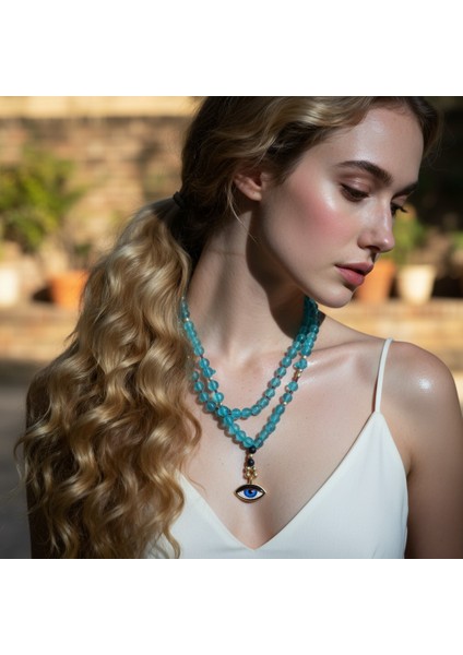 Gözüm Sende Serisi Mavi Ceyt Kolye