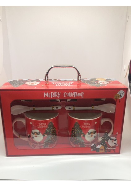 Noel Baba Temalı Taşıma Çantası,kaşıklı 2'li Kupa Set modelleri