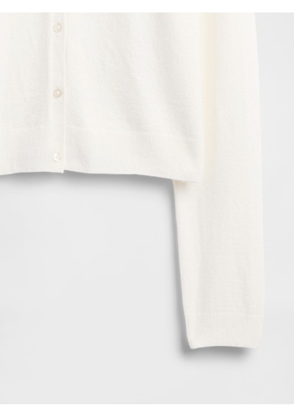 Kadın Kırık Beyaz Cashsoft Crop Hırka modelleri