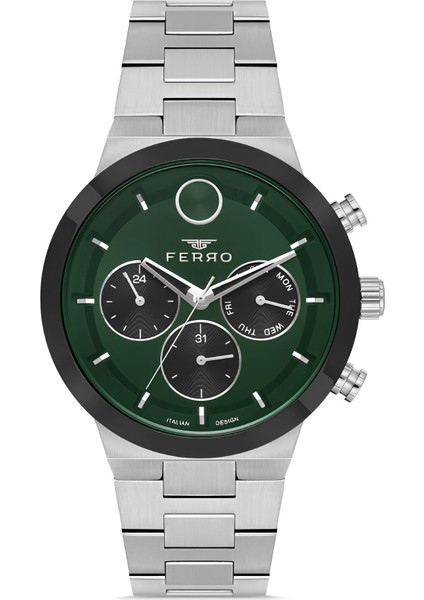 Ferro Gümüş Renk Çelik Kordon Erkek Kol Saati Fonksiyonları Aktif 3 Atm Su Geçirmez TH-FM11568AWT-J6