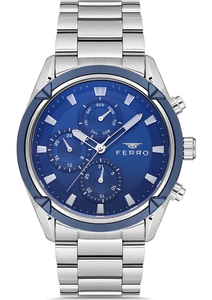 Ferro Gümüş Renk Çelik Kordon Erkek Kol Saati Fonksiyonları Aktif 3 Atm Su Geçirmez TH-FM11388A-L3