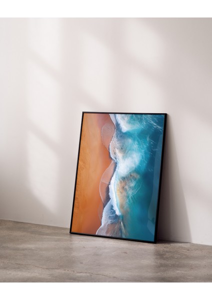 Rosa Art Çerçevesiz Poster | Turkuaz Deniz Turuncu Kum Temalı Poster | Dijital Baskı Poster indirimleri