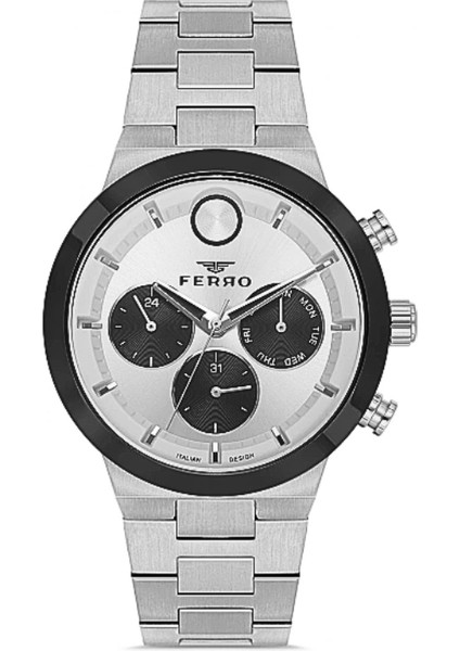 Ferro Gümüş Renk Çelik Kordon Erkek Kol Saati Fonksiyonları Aktif 3 Atm Su Geçirmez TH-FM11568AWT-J