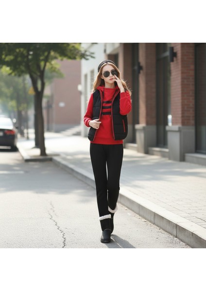 Kışlık Sevgili Kombini Şık Kadın Üçlü Eşofman