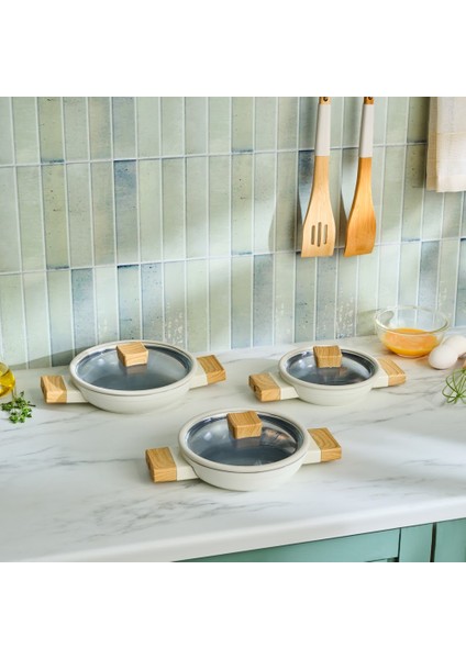 x Refika Swiss Crystal Creamy Wood 6 Parça Sahan Seti