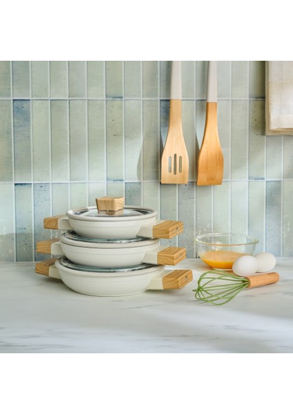 x Refika Swiss Crystal Creamy Wood 6 Parça Sahan Seti modelleri