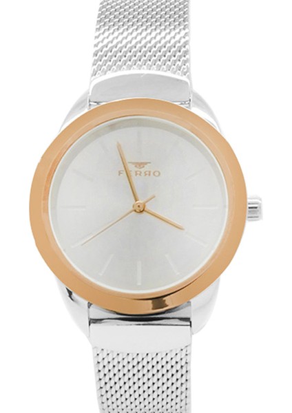 Ferro Gümüş Renk Hasır Kordonlu Kadın Kol Saati TH-F21073C-E