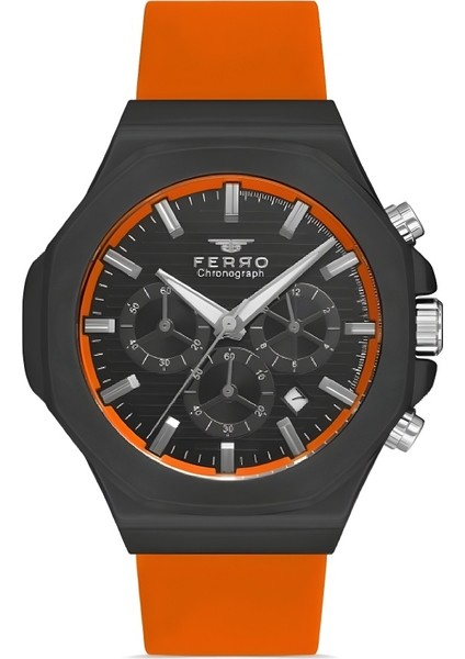 Ferro Turunucu Silikon Kordon Erkek Kol Saati Fonksiyonları Aktif 3 Atm Su Geçirmez TH-FM31348DWT-ZL