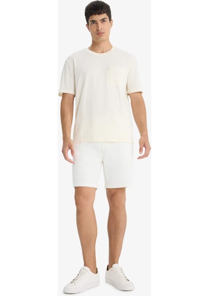 Regular Fit Dokulu Waffle Şort