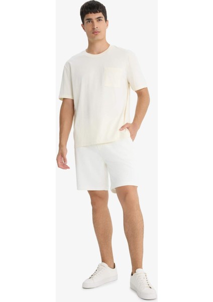 Regular Fit Dokulu Waffle Şort