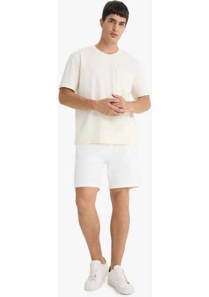 Regular Fit Dokulu Waffle Şort