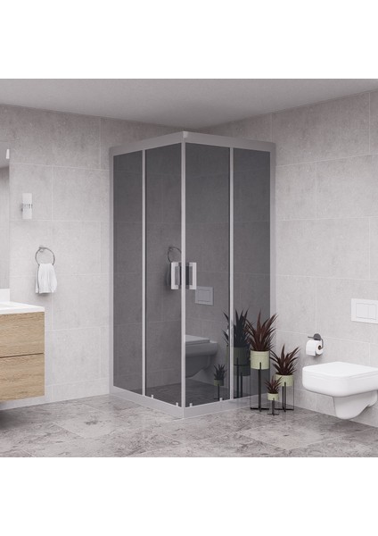 Silver Quandrum 6mm Reflekte Cam Kare Duşakabin