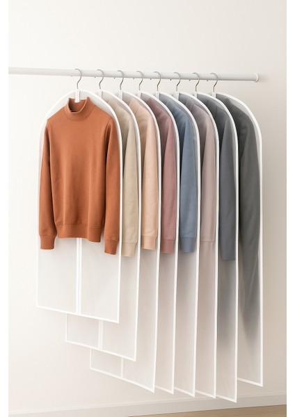 8’li Elbise Kılıfı Seti – 60×100 cm Şeffaf Fermuarlı, Toz ve Nem Koruyucu Kılıf indirimleri