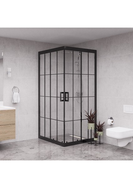 Black Quandrum 6mm Karolajlı Kare Duşakabin