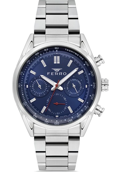 Ferro Gümüş Renk Çelik Kordon Erkek Kol Saati Fonksiyonları Aktif 3 Atm Su Geçirmez TH-FM11588AWT-A3