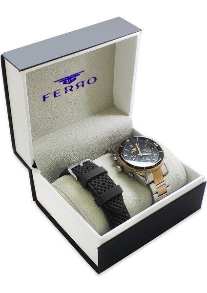 Ferro Çelik-Silikon Değiştirebilir Çift Kordunlu Erkek Kol Saati TH-FM31920D-J modelleri