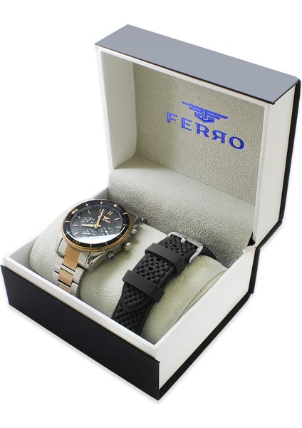 Ferro Çelik-Silikon Değiştirebilir Çift Kordunlu Erkek Kol Saati TH-FM31920D-J fırsatları