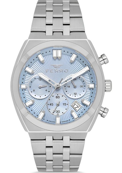 Ferro Gümüş Renk Çelik Kordon Erkek Kol Saati Fonksiyonlar Aktif 3 Atm Su Geçirmez TH-FM43022A-A15