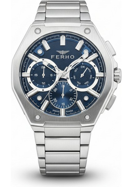 Ferro Gümüş Renk Çelik Kordon Erkek Kol Saati Fonksiyonlar Aktif 3 Atm Su Geçirmez TH-FM43023AWT-A3