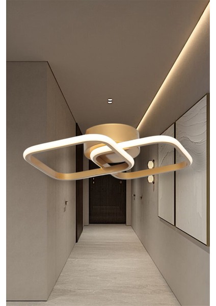 Modern Eskitme Gold İkili Kare Tek Renk (günışığı) LED Avize Antre Hol Koridor