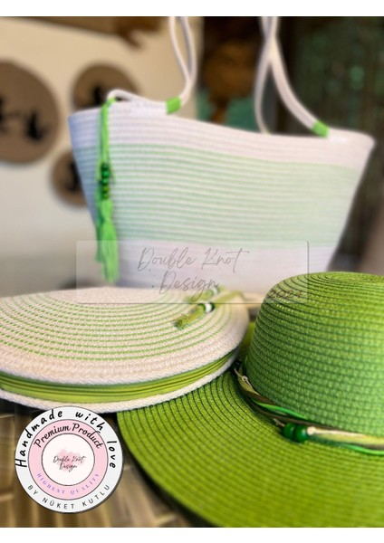 Vero 3lü Takım Plaj Çantası , El Çantası Clutch, Şapka, Totebag,çanta, Yazlık, Hediyelik,